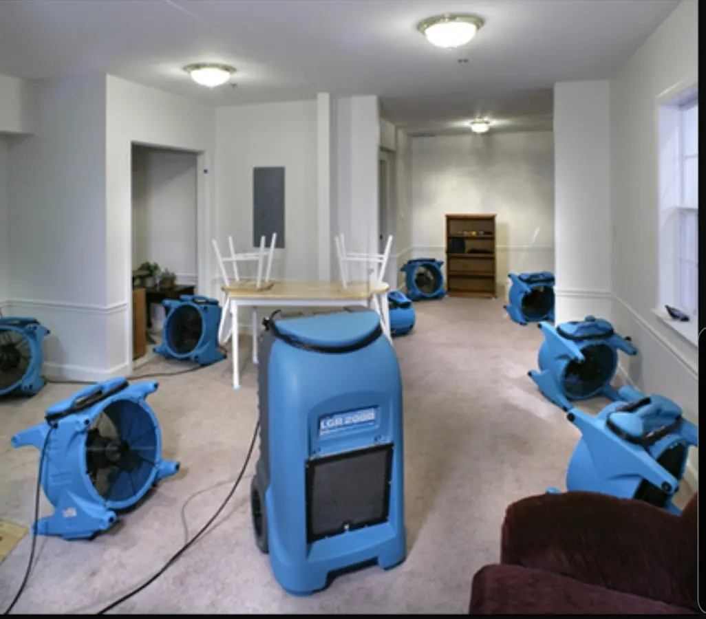 Air movers and dehumidifier setup for Water Extraction & Removal in Bainbridge